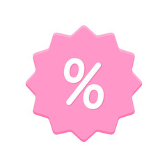 Leinwandbilder - Price reduction sticker with a percentage sign on a pink label. Retail price discount tag. Vector illustration. 