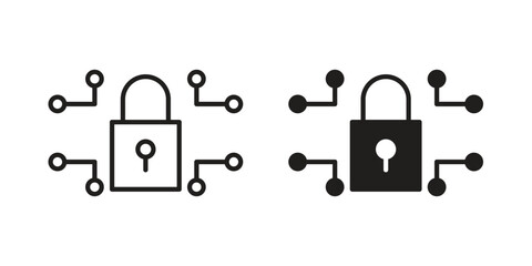 Fototapete - Digital Locked icon line style graphic design .editable vectors.
