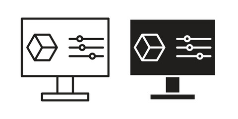 Fototapete - Computer simulation icon line style graphic design .editable vectors.