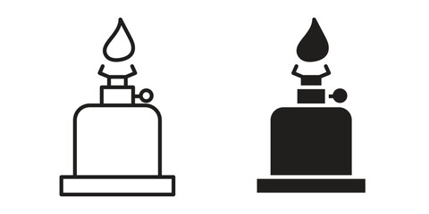 Fototapete - Camping gas icon line style graphic design .editable vectors.