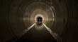 © Iuliia - Inside concrete storm sewer tunnel with water. Industrial underground utility infrastructure