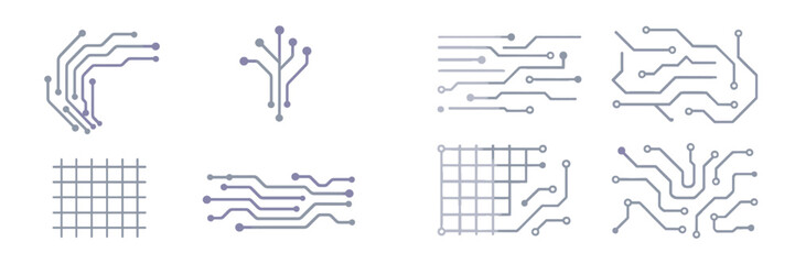 Poster - Abstract circuit patterns in a grid layout showcasing digital designs and technological concepts