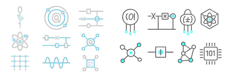 Aufkleber - abstract digital symbols representing technology and science with a modern design in shades of blue 