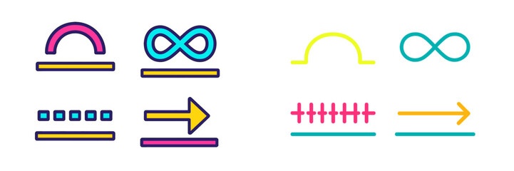 Poster - Colorful line art symbols representing infinity, direction, and curves in contemporary design style