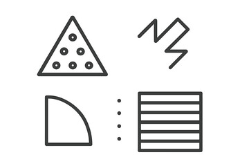 Poster - Geometric shapes in black outline displayed on a light background showcasing various forms and patterns