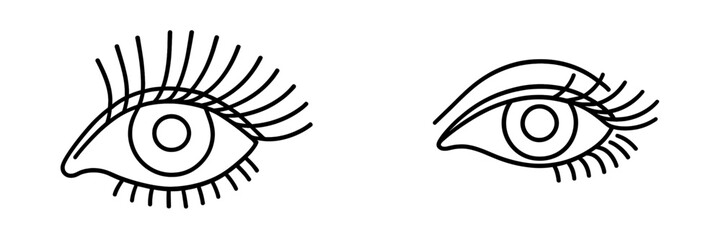 Poster - Elegant line art representation of two abstract eyes with intricate details showcasing eyelashes and unique contours
