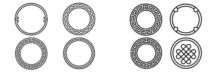 Poster - Decorative geometric patterns with intricate designs on circular shapes ideal for various artistic applications
