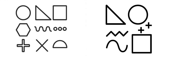 Poster - Various geometric shapes and symbols displayed in a minimalist design for artistic and educational use