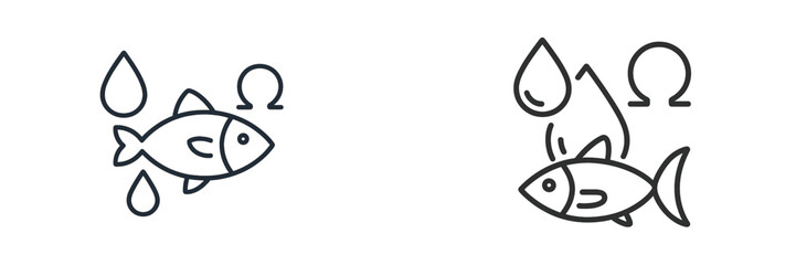 Poster - Unique line art depicting fish and water droplets in a minimalist style suitable for various design projects