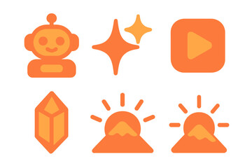 Poster - Colorful digital icons representing creativity, technology, and nature in a vibrant design setting