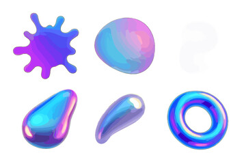 Poster - Colorful abstract shapes with glossy finishes showcasing vibrant gradients and unique textures in a creative arrangement