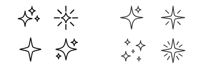 Poster - Icons representing different styles of sparkle and shine in a minimalist design suitable for various creative projects