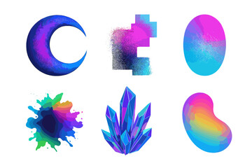 Poster - Colorful abstract shapes and textures exhibit vibrant designs for creative projects