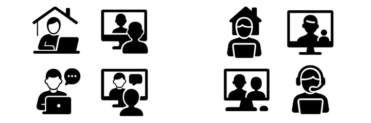 Poster - Remote work and virtual communication through different media platforms during the day