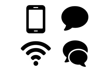 Poster - Digital communication icons representing mobile, chat, and connectivity concepts in a minimalist design