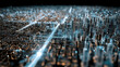 © ALA - Modern city with wireless network connection and city scape concept. Wireless network and Connection technology concept with city background at night.