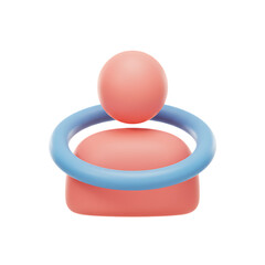 Poster - Abstract 3D Person Icon with Blue Ring on Transparent Background