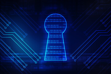 Poster - 2d illustration technology cyber security