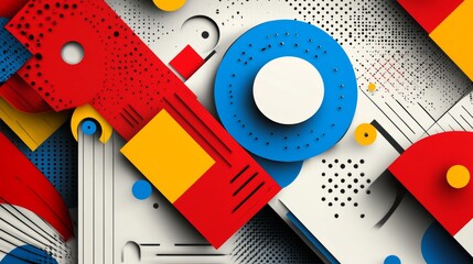 Poster - Vibrant Geometric Composition with Primary Colors and Modern Design