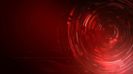 Aufkleber - Futuristic red abstract background with glowing circular tech elements