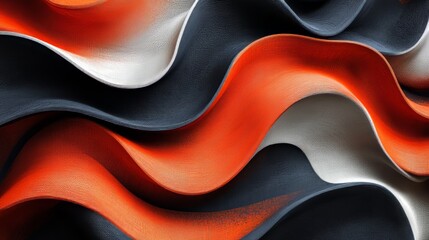 Poster - Dynamic Wavy Background with Orange, Black and White Tones for Modern Design