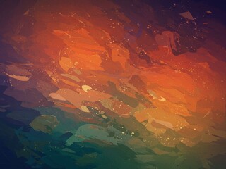 Poster - Abstract Warm-toned Brushstrokes:  Earthy Orange and Teal Gradient Texture Background