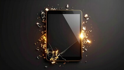Aufkleber - Abstract Flat Lay of a Shattered Tablet Displaying Luminous Beatitudes