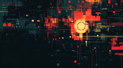 Aufkleber - Abstract technological background with circuit board design, dark and vibrant, representing data flow and connectivity, modern digital design