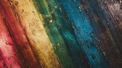 Aufkleber - Vibrant diagonal strokes of color with shimmering gold accents texture
