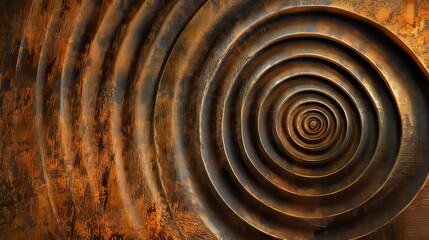Poster - Abstract textured golden spiral pattern radiating from the center, creating an eye-catching and mesmerizing visual effect