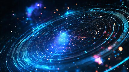 Aufkleber - Abstract futuristic technology background with glowing lines and dots