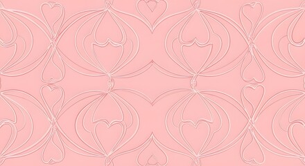 Aufkleber - Light pink background with repeating heart and swirl patterns