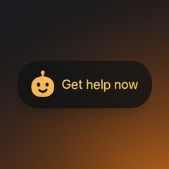 Poster - A digital assistance icon with the message Get help now on dark backdrop, this image shows ease of use with friendly approach. customer support service