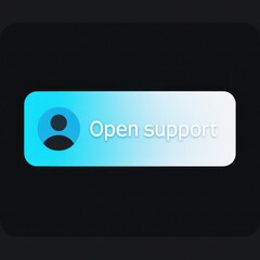 Poster - A sleek, modern user interface button inviting engagement for support. The button features clean lines and a gradient backdrop, highlighting the concept of user assistance.