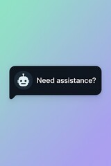 Poster - A digital chatbot, a symbol of modern support, offers assistance through a text box within a visually stimulating color blend. Reflecting the seamless fusion of technology and user-centric experience.
