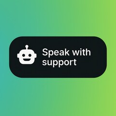 Poster - Speak with support button, green gradient background, customer support service