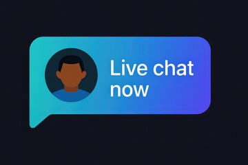 Poster - A modern and inviting live chat icon in a conversational style, the blue tone gradient reflects the future of communication and support. customer support service