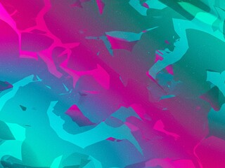 Poster - Vivid abstract rendering featuring teal, blue, and magenta colors with a sharp, fragmented polygonal design for a digital backdrop.