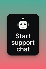 Poster - An elegant, simplified icon representing a chatbot invites interaction, promising instant assistance. The design uses clear text and colors on a rounded, modern backdrop.