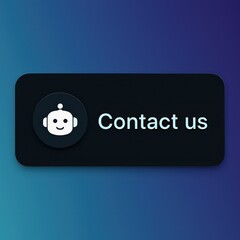 Poster - An inviting digital button, emblazoned with Contact Us alongside a charming chatbot icon, elegantly floats against a gradient backdrop, creating a seamless blend of digital and minimalist design.