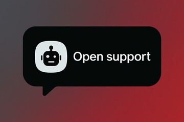 Poster - A visual representation of an automated support system, a modern and efficient way for customer service. customer support service, dark red gradient backdrop