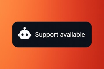 Poster - Digital age assistance: an emblem of technological assistance, support, guidance, and care on a bold color scheme. customer support service, orange to red gradient backdrop