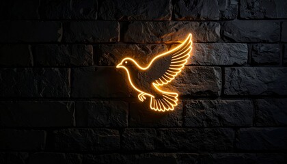 Poster - Abstract Glowing Dove Stain on Stone Wall Background with Copy Space