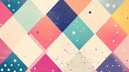 Aufkleber - Playful geometric pattern with soft pastel colors and speckled texture, creating a fun and modern background