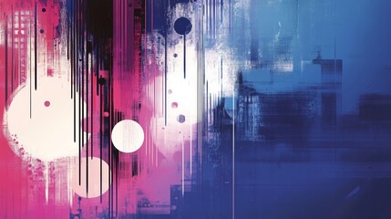 Aufkleber - Abstract Composition in Pink and Blue, A Blend of Modern Art Styles