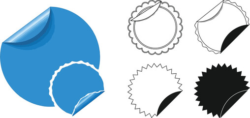 Leinwandbilder - Vector sticker design, round sticker, peel sticker, label sticker, badge sticker, promotion sticker editable