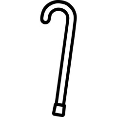 Poster - Black and white outline icon of walking cane vector