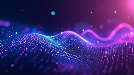Poster - Abstract futuristic background with a glowing digital wave and bar graph. Data science or technology. Business stock world economy. Abstract digital financial graph. Futuristic technology