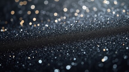 Sparkling black glitter texture with soft bokeh lights isolated on white background