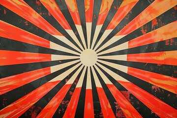 Poster - Retro background texture is created with a red, black, and white sunburst or starburst pattern